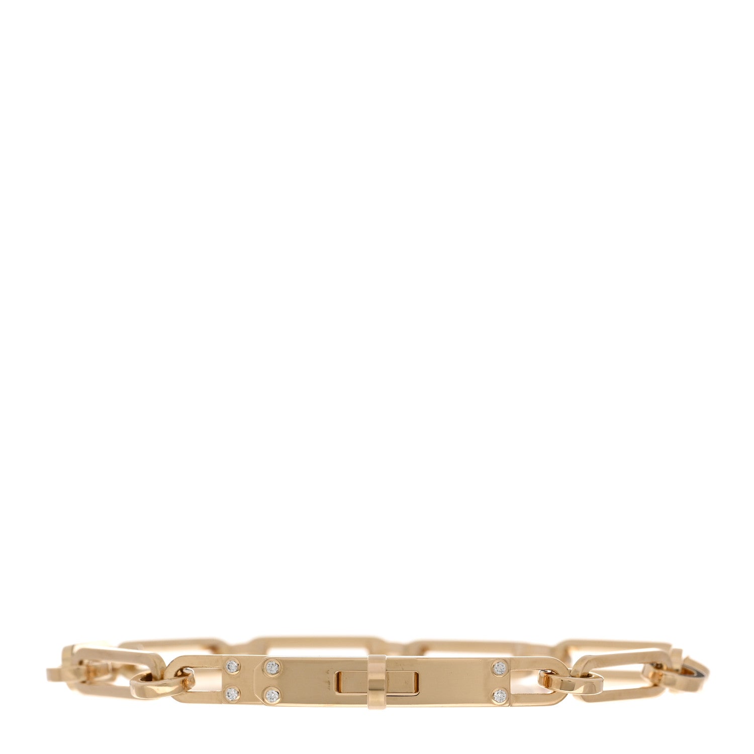 Hermes 18K Yellow Gold Diamond PM Kelly Chaine Bracelet SH 1 of 4