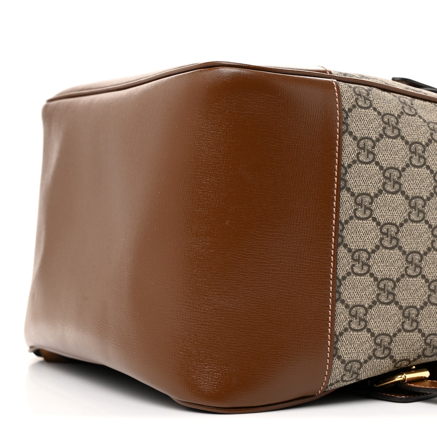GG Supreme Monogram Azalea Calfskin Medium Retro Interlocking G Buckle Backpack Beige Ebony Brown Sugar