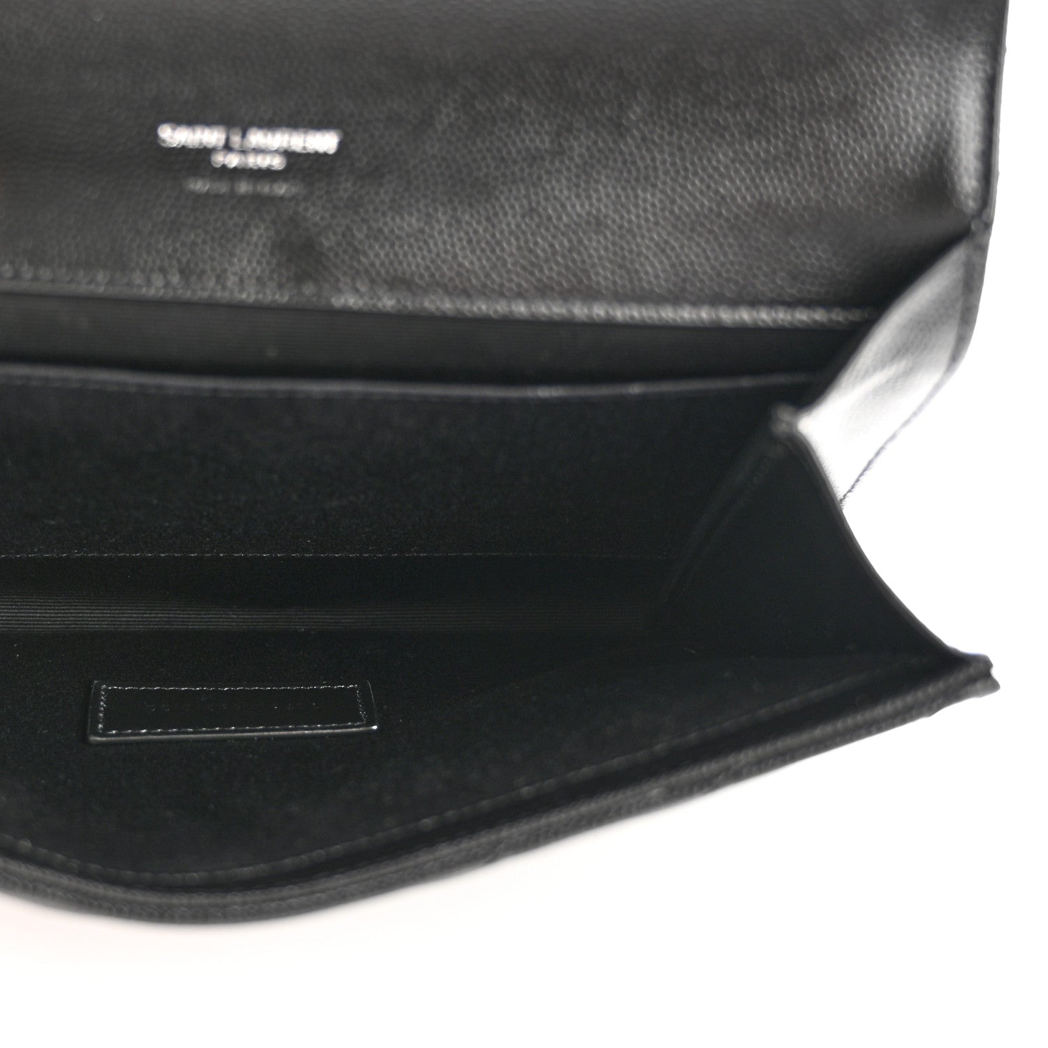 Saint Laurent Grain De Poudre Matelasse Chevron Monogram Envelope Clutch Black 4 of 8