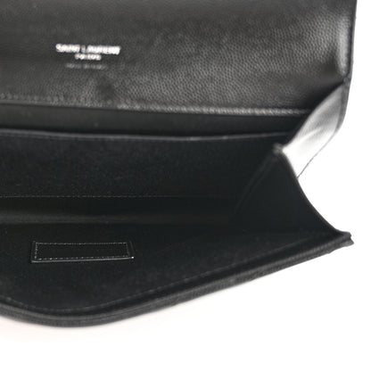 Saint Laurent Grain De Poudre Matelasse Chevron Monogram Envelope Clutch Black 4 of 8