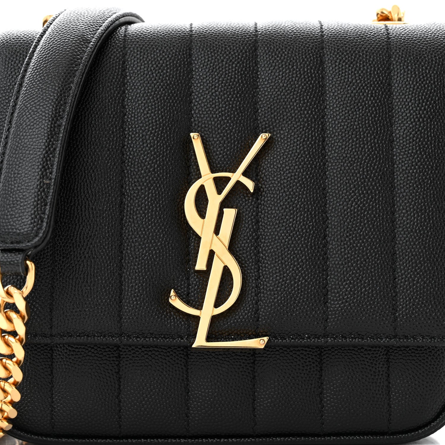 Saint Laurent Grain De Poudre Matelasse Monogram Small Vicky Chain Bag Black 8 of 10