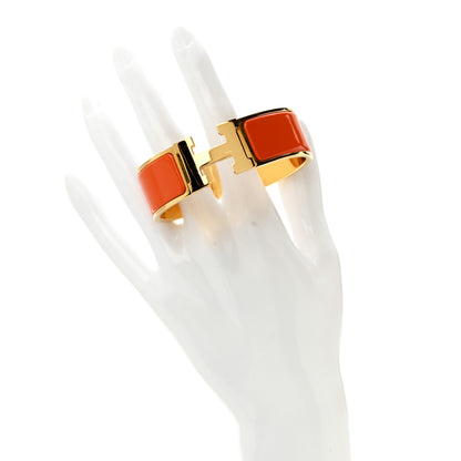Hermes Enamel Wide Clic Clac H Bracelet PM Orange 2 of 5