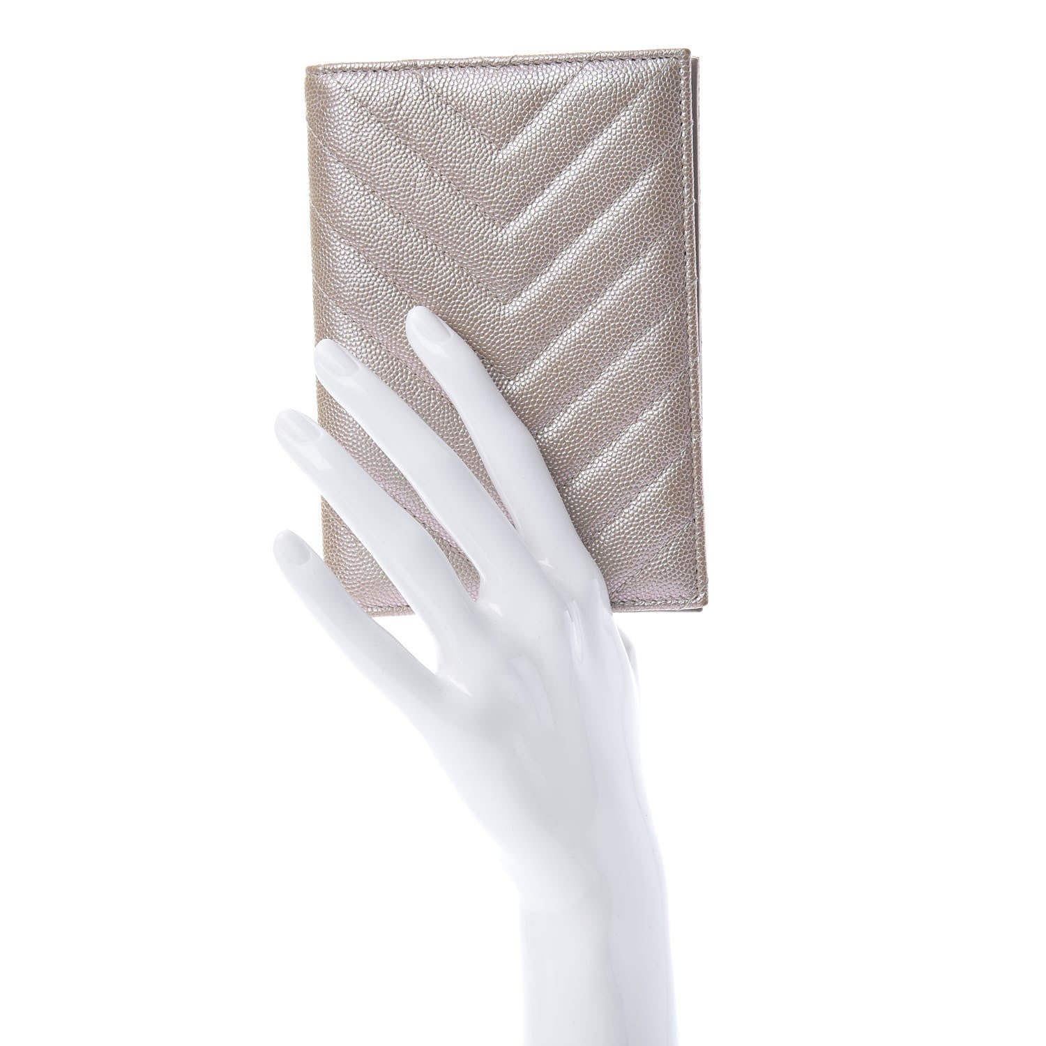 Chanel Metallic Caviar Chevron Quilted Passport Holder Light Gold 2 of 8