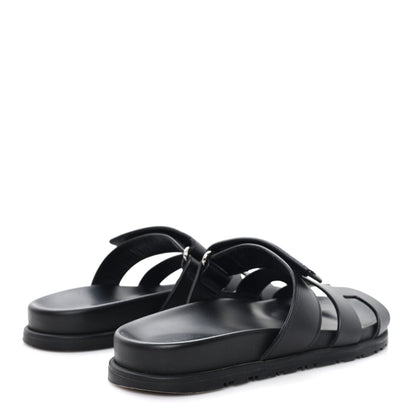 Hermes Calfskin Womens Chypre Sandals 37.5 Black 5 of 10