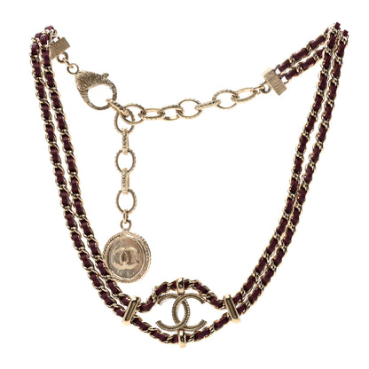 Chanel Metal Lambskin CC Chain Link Necklace Dark Pink 3 of 4
