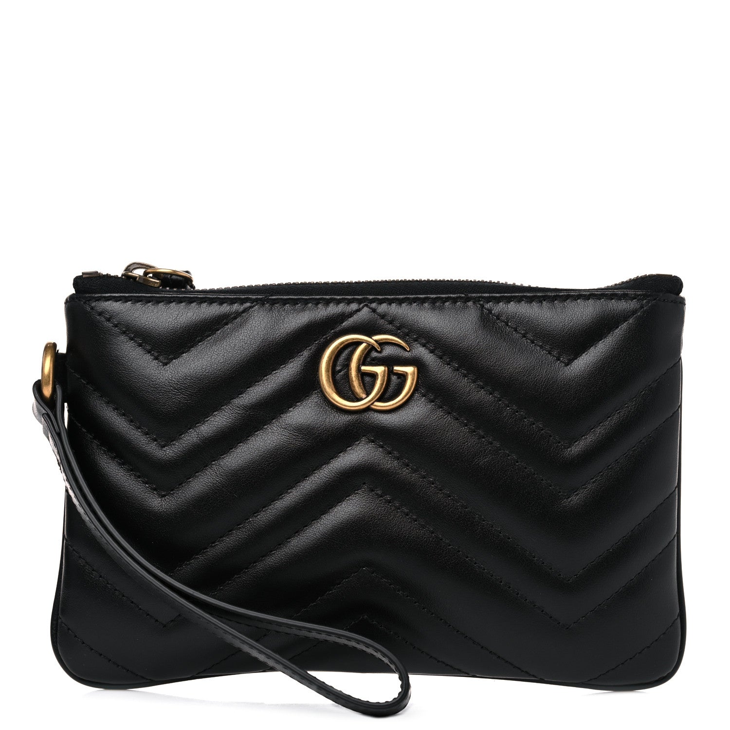 Gucci Calfskin Matelasse GG Marmont Wrist Wallet Black 1 of 10