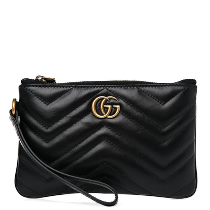 Gucci Calfskin Matelasse GG Marmont Wrist Wallet Black 1 of 10
