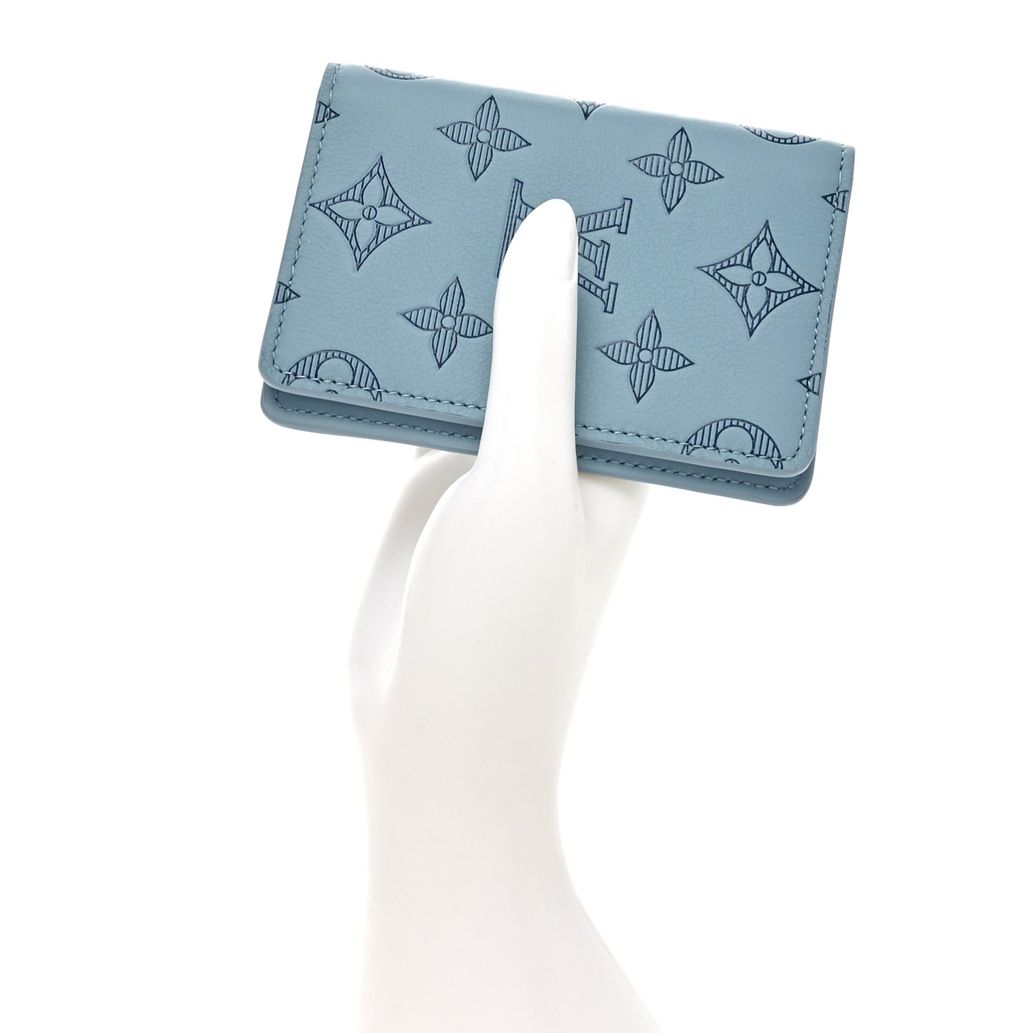 Calfskin Monogram Shadow Pocket Organizer Sky Blue