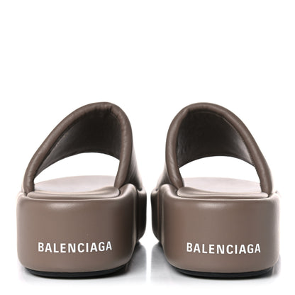 Balenciaga Smooth Nappa Logo Rise Platform Sandals 39 Beige White 5 of 8