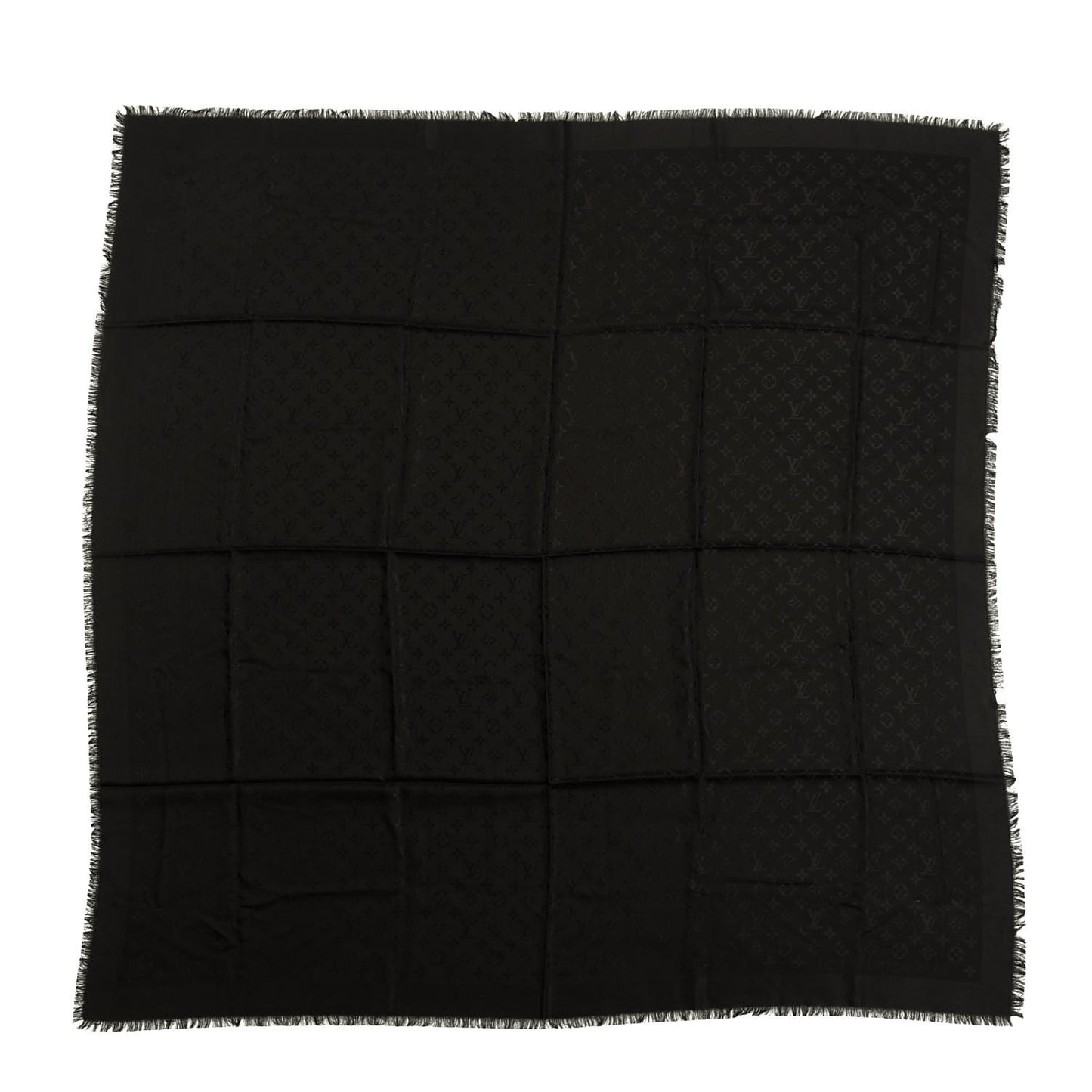 Silk Wool Monogram Shawl Black