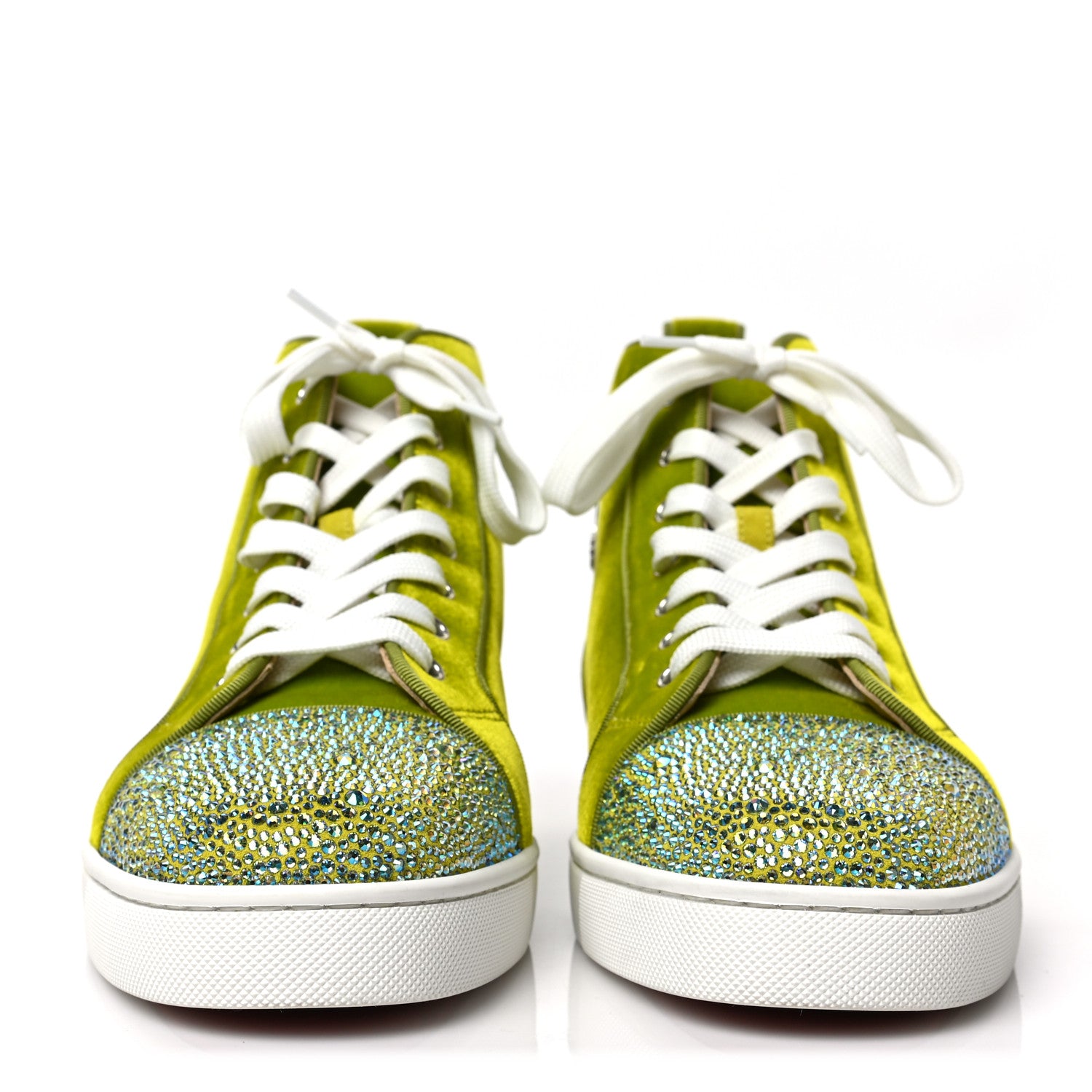 Christian Louboutin Velvet Calfskin Strass Womens Louis Flat Sneakers 41 Bourgeon Bianco 2 of 7