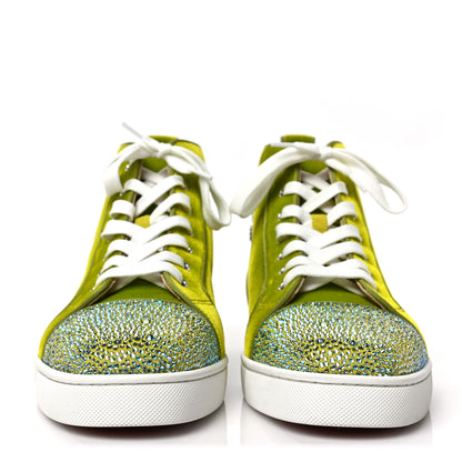 Christian Louboutin Velvet Calfskin Strass Womens Louis Flat Sneakers 41 Bourgeon Bianco 2 of 7