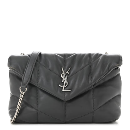 Saint Laurent Lambskin Quilted Small Loulou Puffer Monogram Chain Satchel Storm 1 of 10