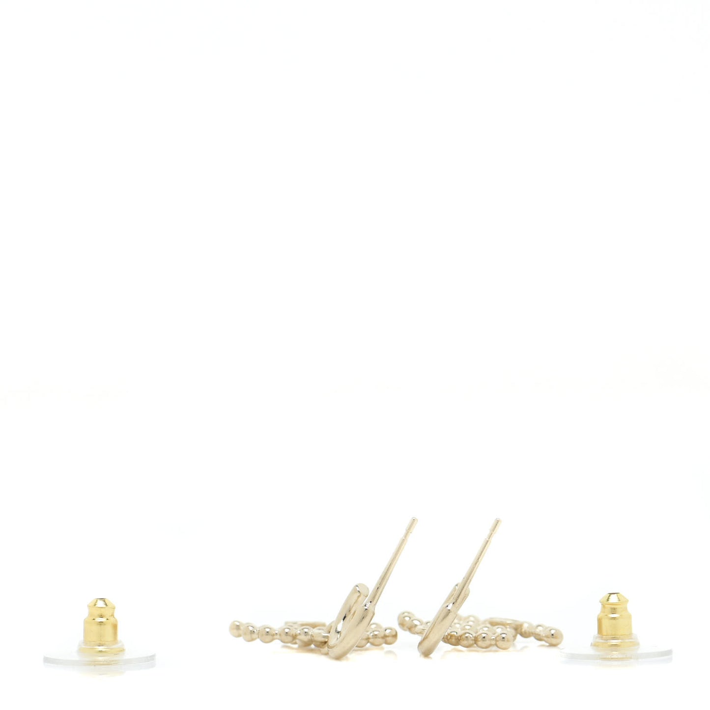 Metal Bead CC Drop Earrings Gold