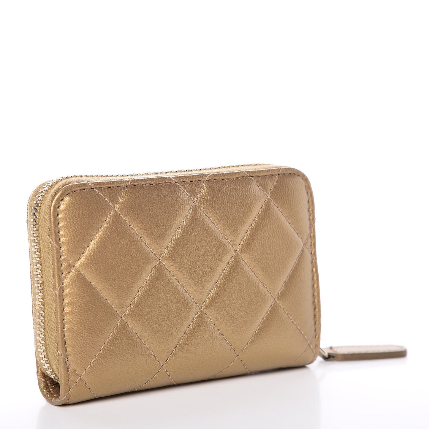 Metallic Lambskin Egyptian Amulet Zip Coin Purse Gold