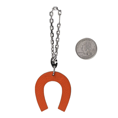 Hermes Epsom Lucky Horseshoe Key Ring Graphite Orange 2 of 3
