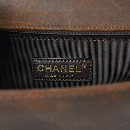 Chanel Aged Calfskin Nubuck Quilted Large Boy Flap Burgundy 6 of 10