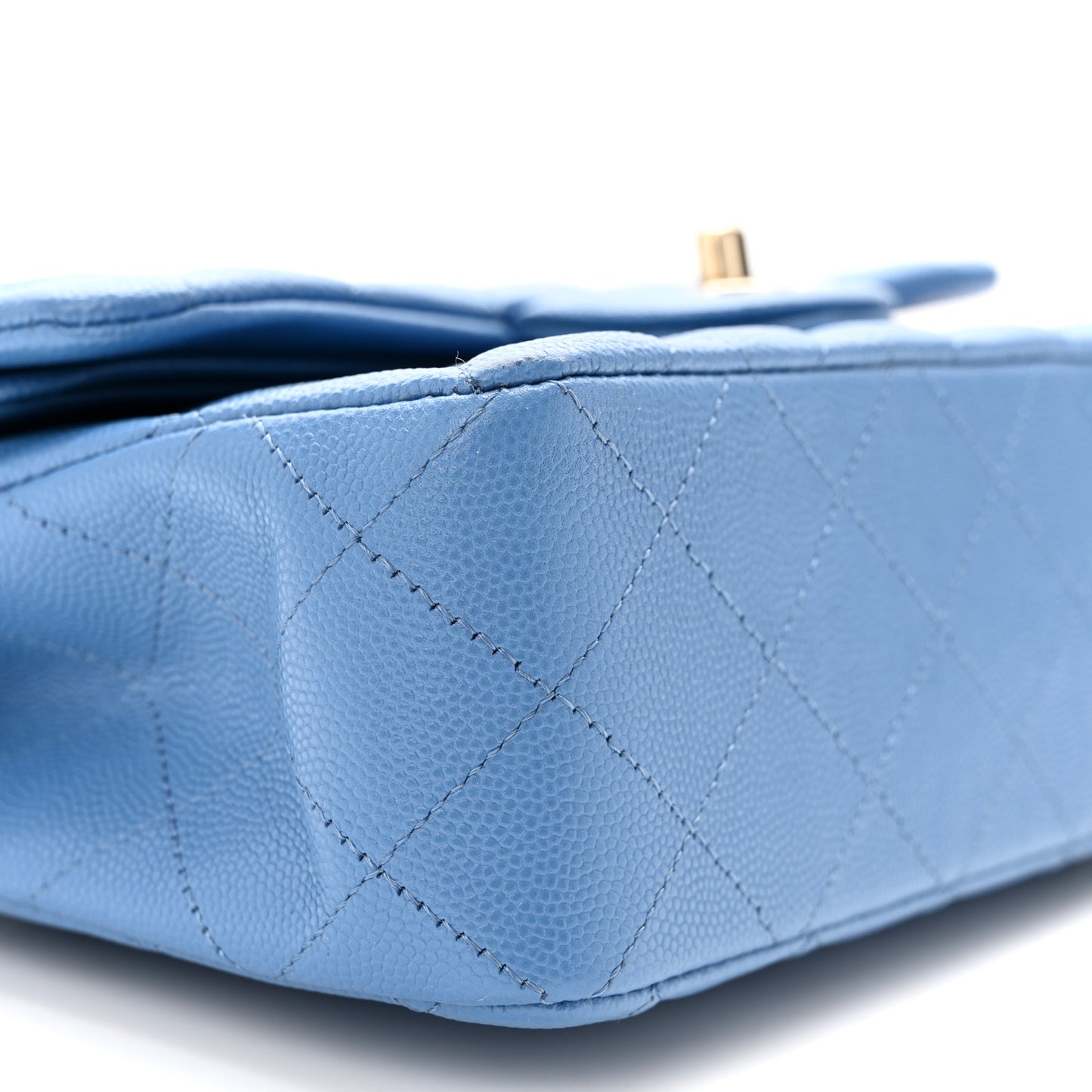 Caviar Quilted Small Double Flap Blue