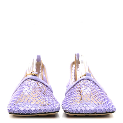 Bottega Veneta Mesh Calfskin Chain Stretch Ballerina Flats 37 Amethyst 3 of 9