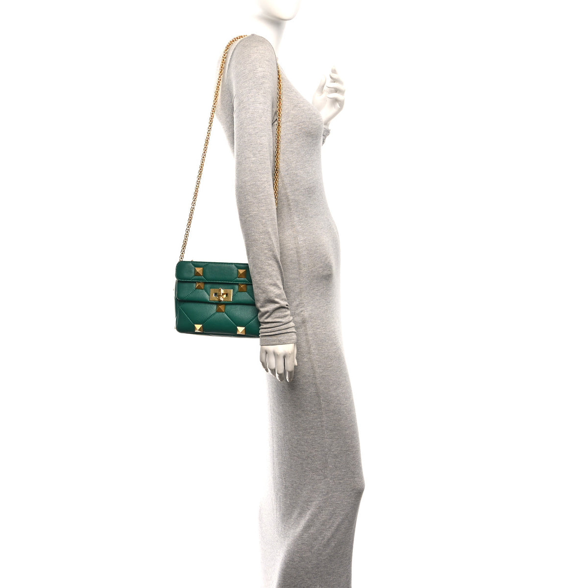 Nappa Small Roman Stud Shoulder Bag Jungle