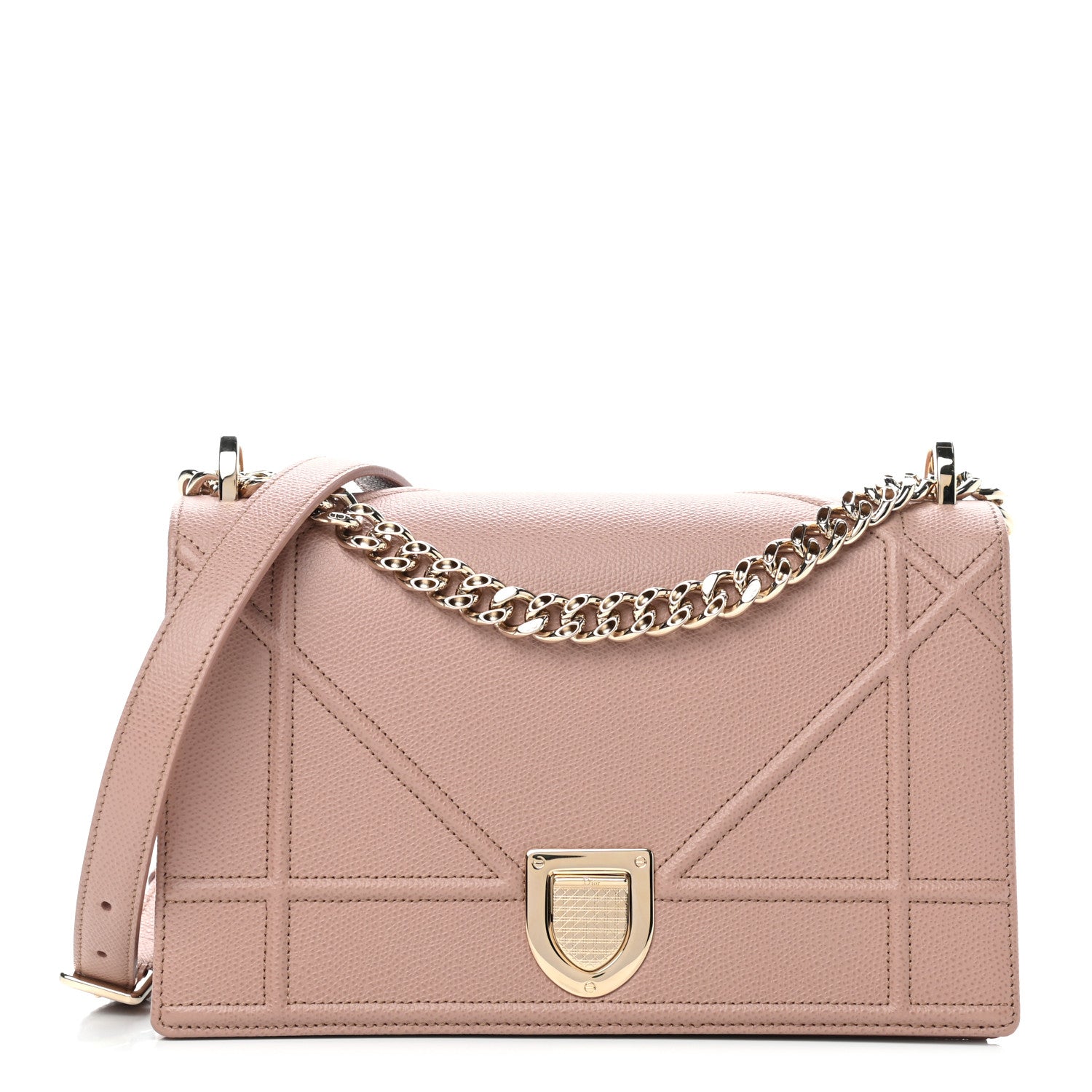 Christian Dior Grained Calfskin Medium Diorama Flap Bag Nude 1 of 8