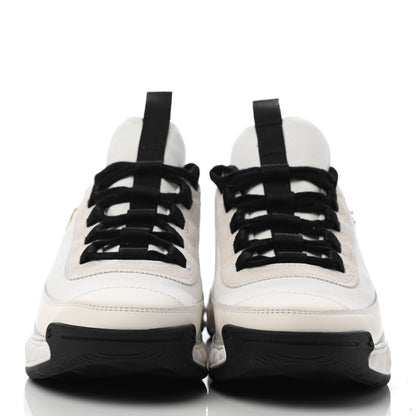 Chanel Velvet Calfskin Mixed Fibers CC Sneakers 38.5 Ivory Black 2 of 4