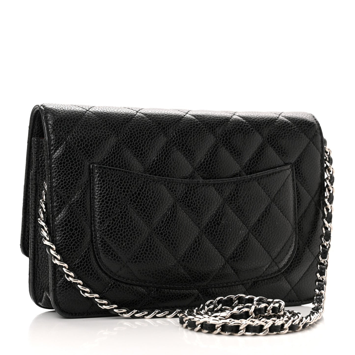 Caviar Quilted Wallet on Chain WOC Black