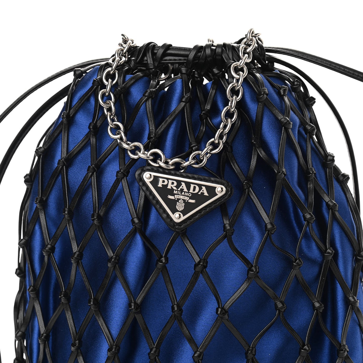 Satin Net Chain Bag Blue Black