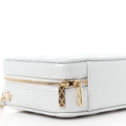 Chanel Metallic Lambskin Quilted Top Handle Vanity Case Silver 10 of 11