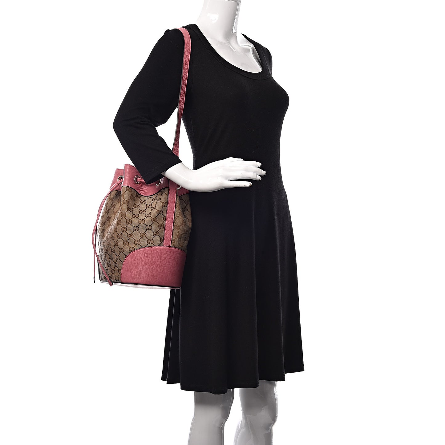 GG Monogram Calfskin Bucket Bag Pink