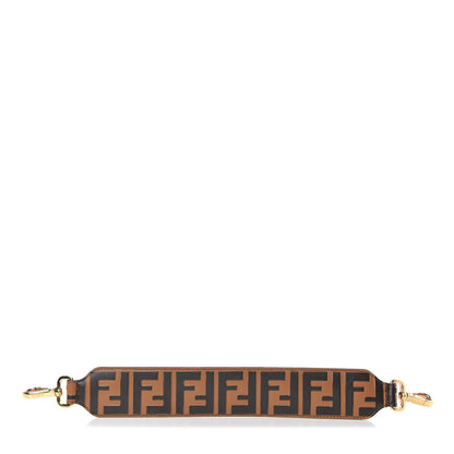 Fendi Calfskin FF 1974 Embossed Mini Strap You Tobacco Black 1 of 4