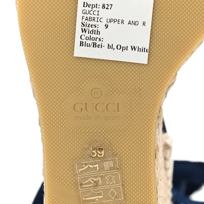 Gucci Canvas Sylvie Web Ankle Wrap Espadrille Wedge Sandals 39 Mystic White Hibiscus Red Maritime 6 of 11