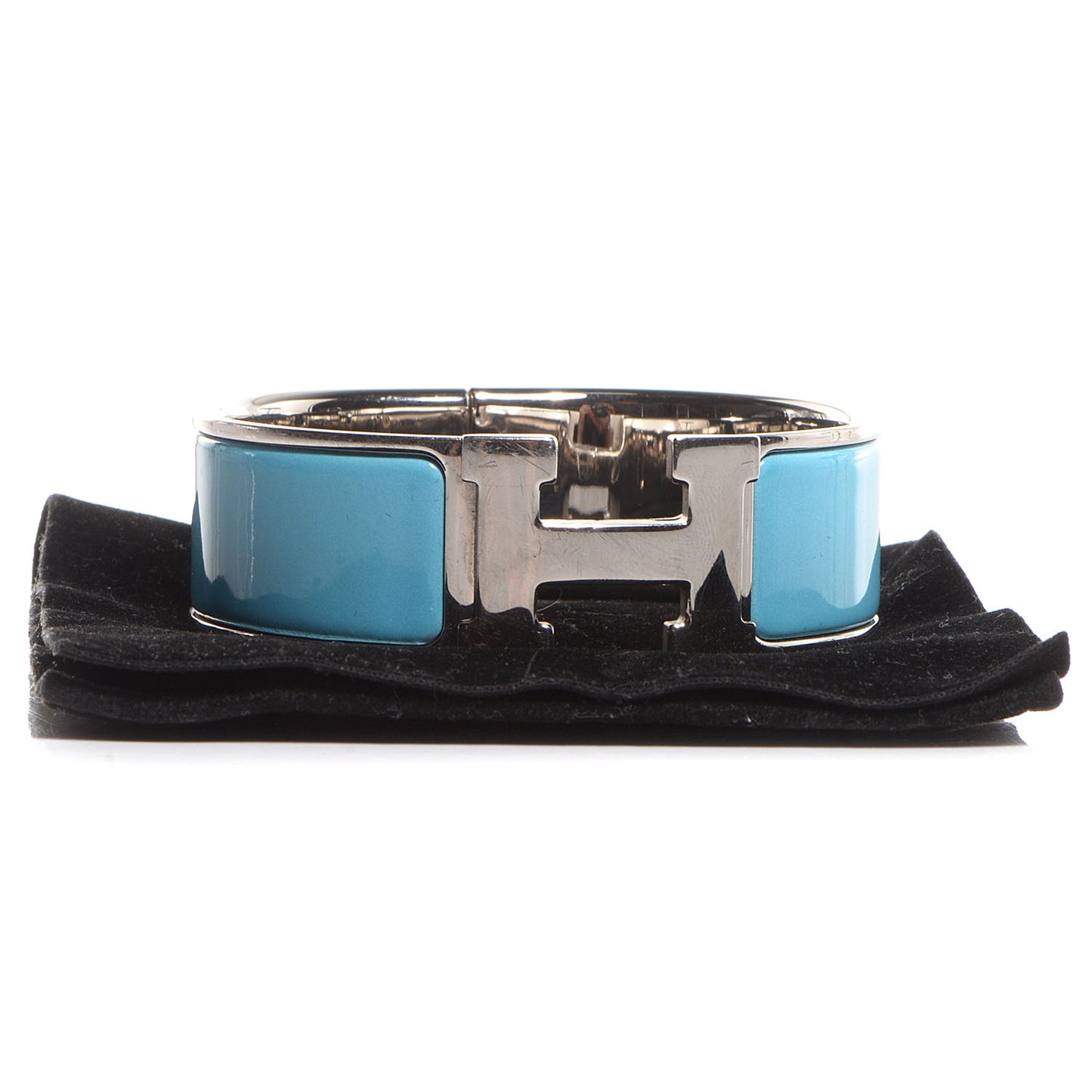 Enamel Clic Clac H Wide Bracelet PM Blue Jean