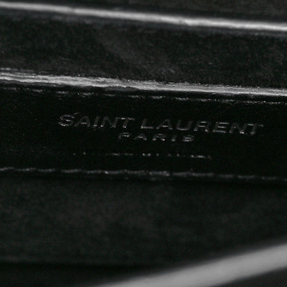 Saint Laurent Calfskin Crocodile Embossed Medium Monogram Sunset Black 6 of 10