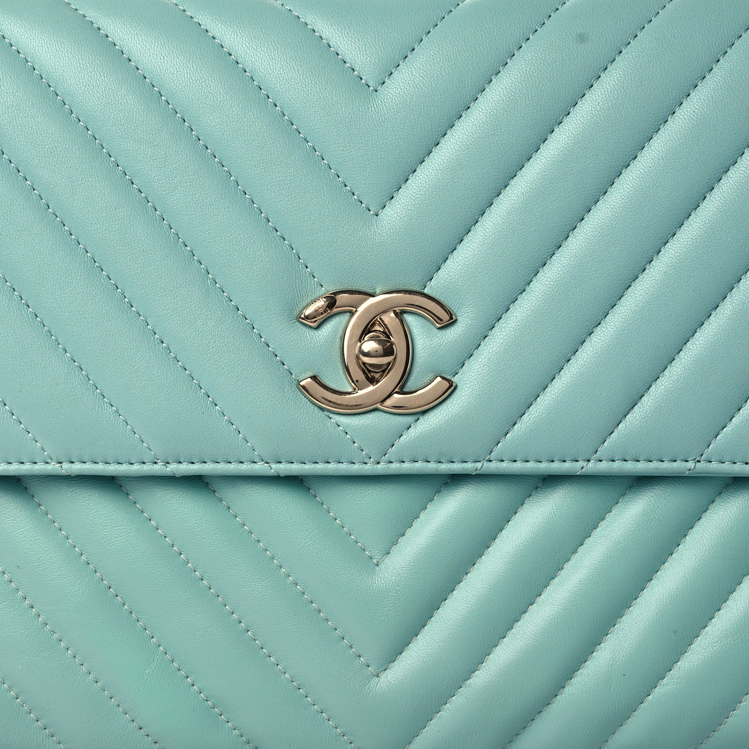 Chanel Lambskin Chevron Quilted Medium Trendy CC Dual Handle Flap Bag Mint Green 8 of 10