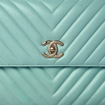 Chanel Lambskin Chevron Quilted Medium Trendy CC Dual Handle Flap Bag Mint Green 8 of 10