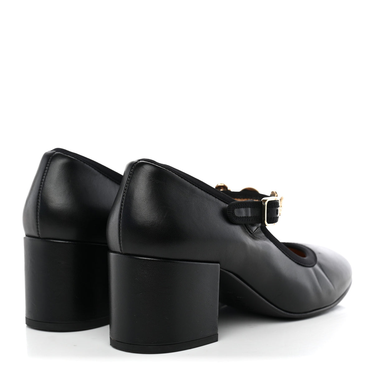 Lambskin Mary Jane Charm Pumps 39.5 Black