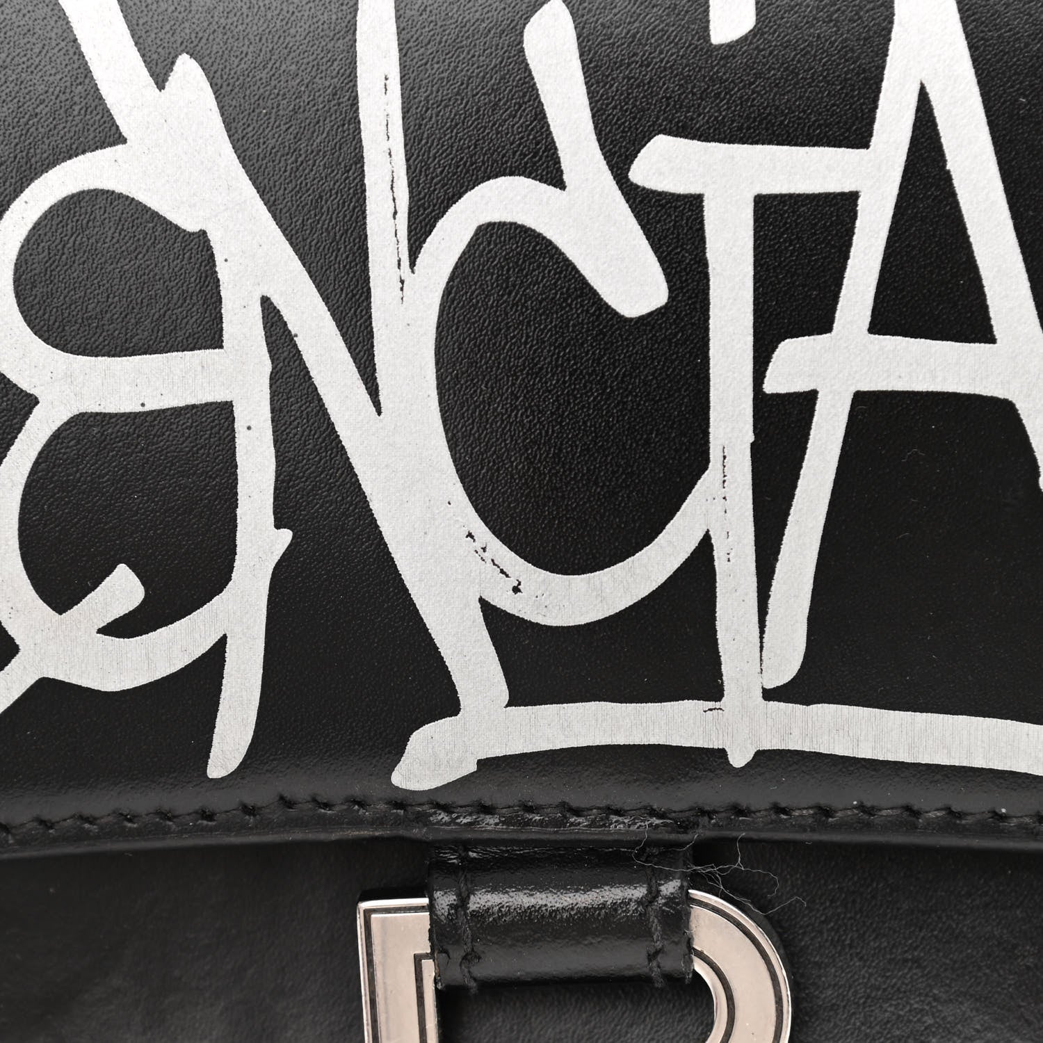 Balenciaga Shiny Box Calfskin Graffiti Logo Small Hourglass Top Handle Bag Black Silver 7 of 17