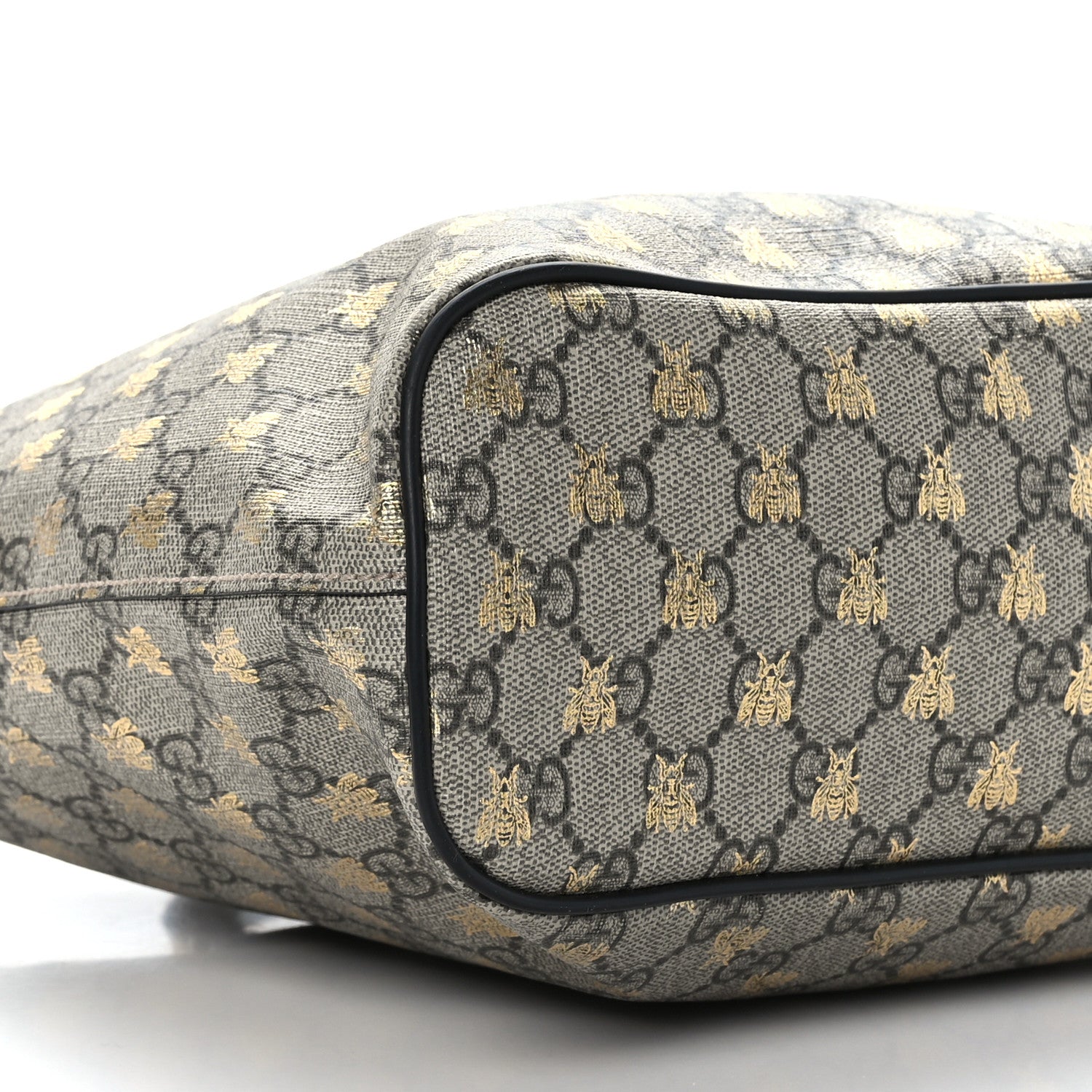 Gucci Soft GG Supreme Monogram Bees Small Crossbody Tote Beige Oro Black 8 of 13