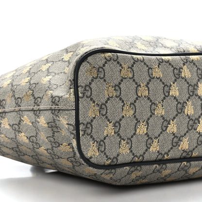 Gucci Soft GG Supreme Monogram Bees Small Crossbody Tote Beige Oro Black 8 of 13
