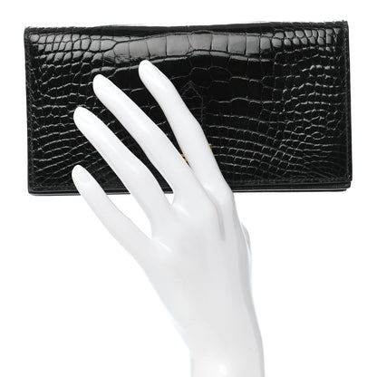 Hermes Shiny Alligator Bearn Wallet Black 2 of 7