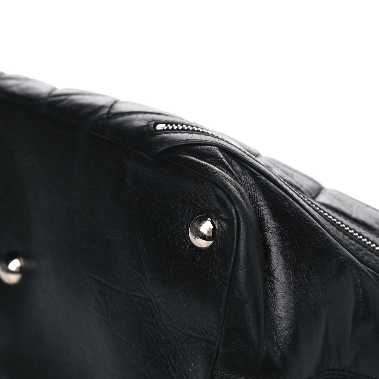 Aged Calfskin Quilted Large Cotton Club Tote Black