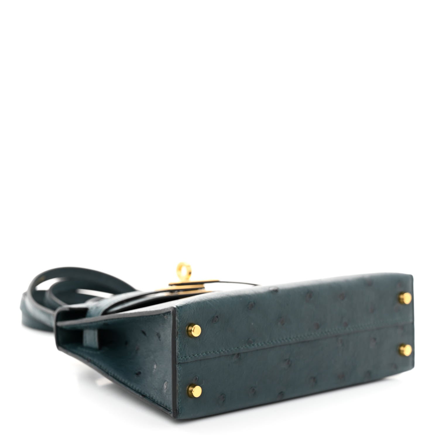 Hermes Ostrich Kelly Sellier Mini 20 Vert Cypress 5 of 12