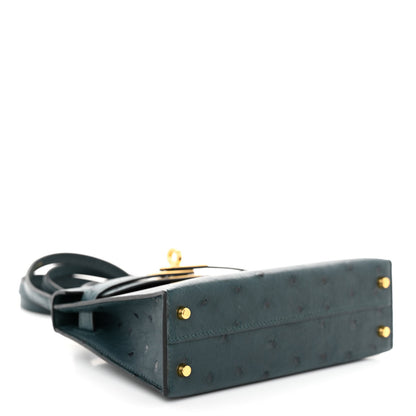 Hermes Ostrich Kelly Sellier Mini 20 Vert Cypress 5 of 12