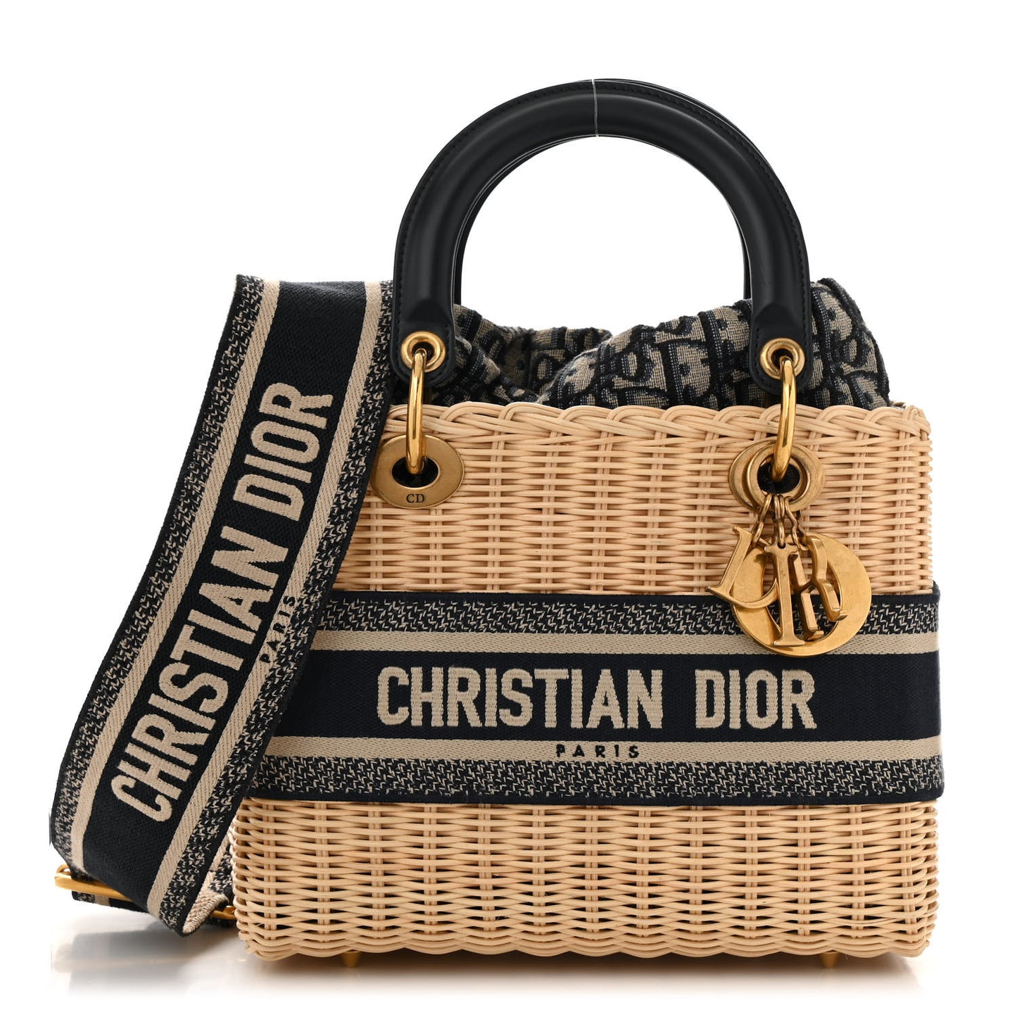 Wicker Oblique Medium Lady Dior Bag Blue Blue