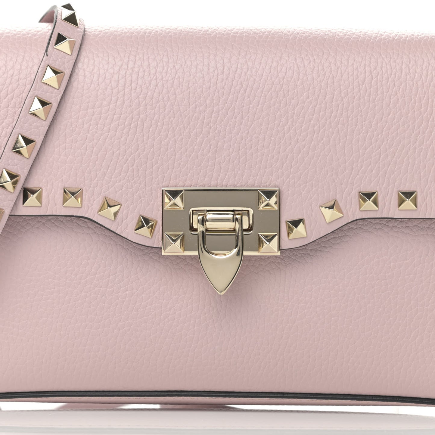 Pebbled Calfskin Medium Rockstud Flip Lock Crossbody Bag Loto