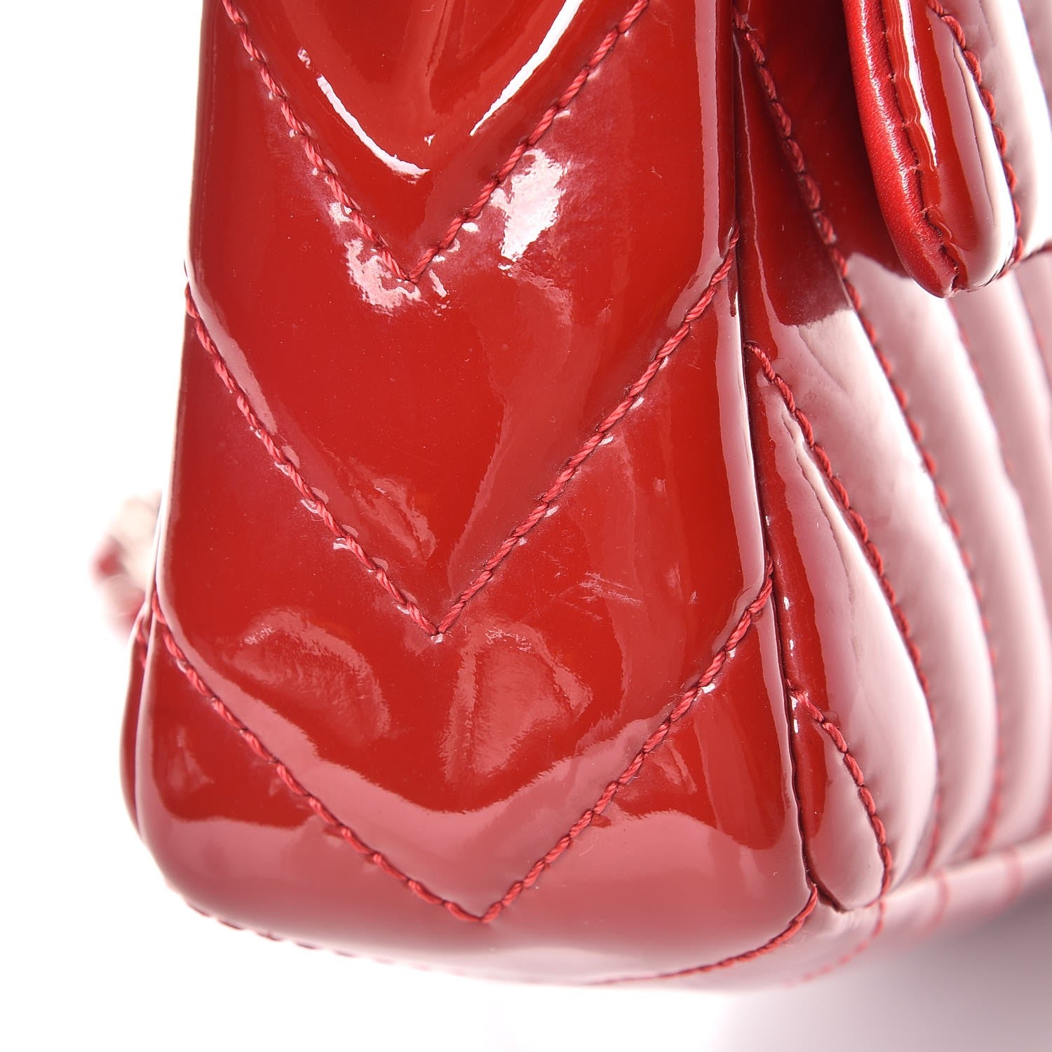 Chanel Patent Chevron Quilted Medium Single Flap Red 13 of 13