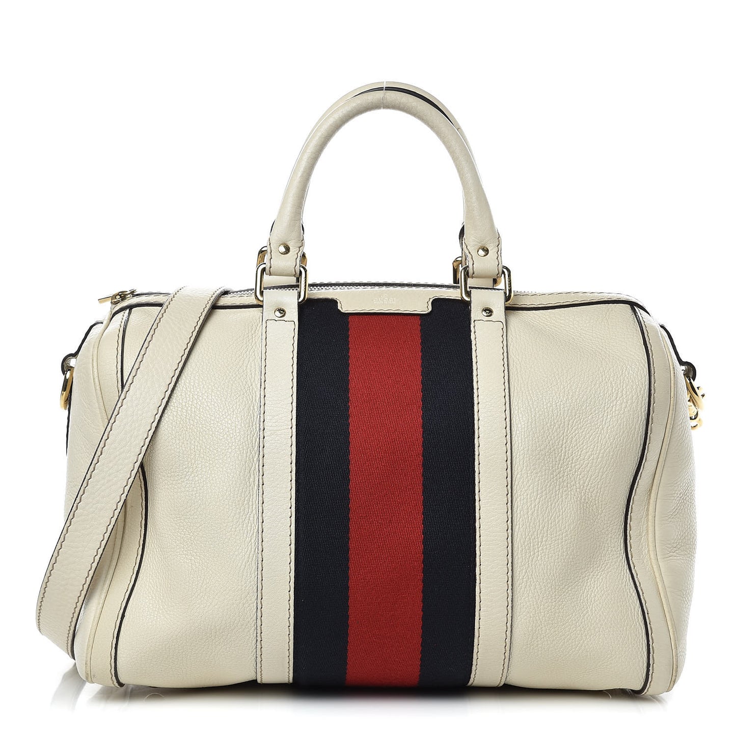 Calfskin Vintage Web Medium Boston White