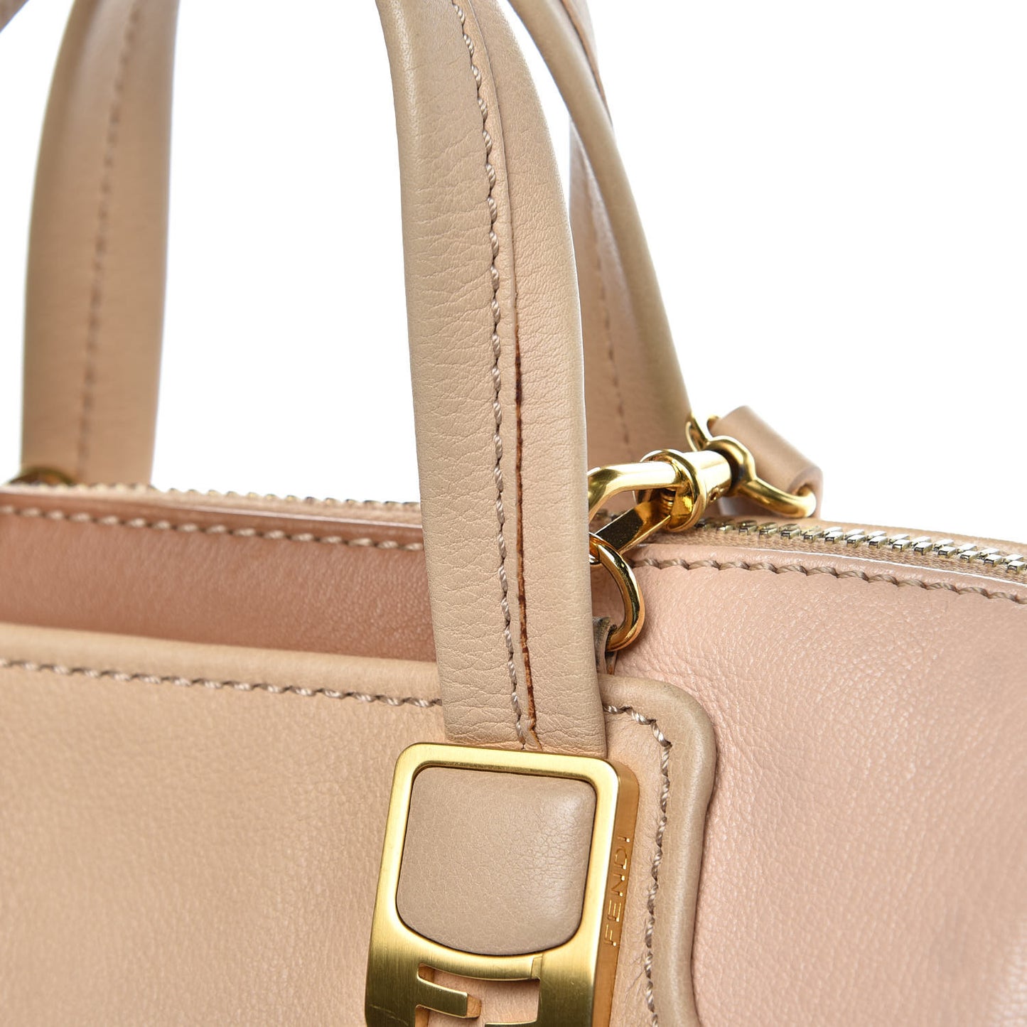 Capra Vitello Dolce Marmol Colorblock Small Chameleon Tote Cipria Makeup Camel