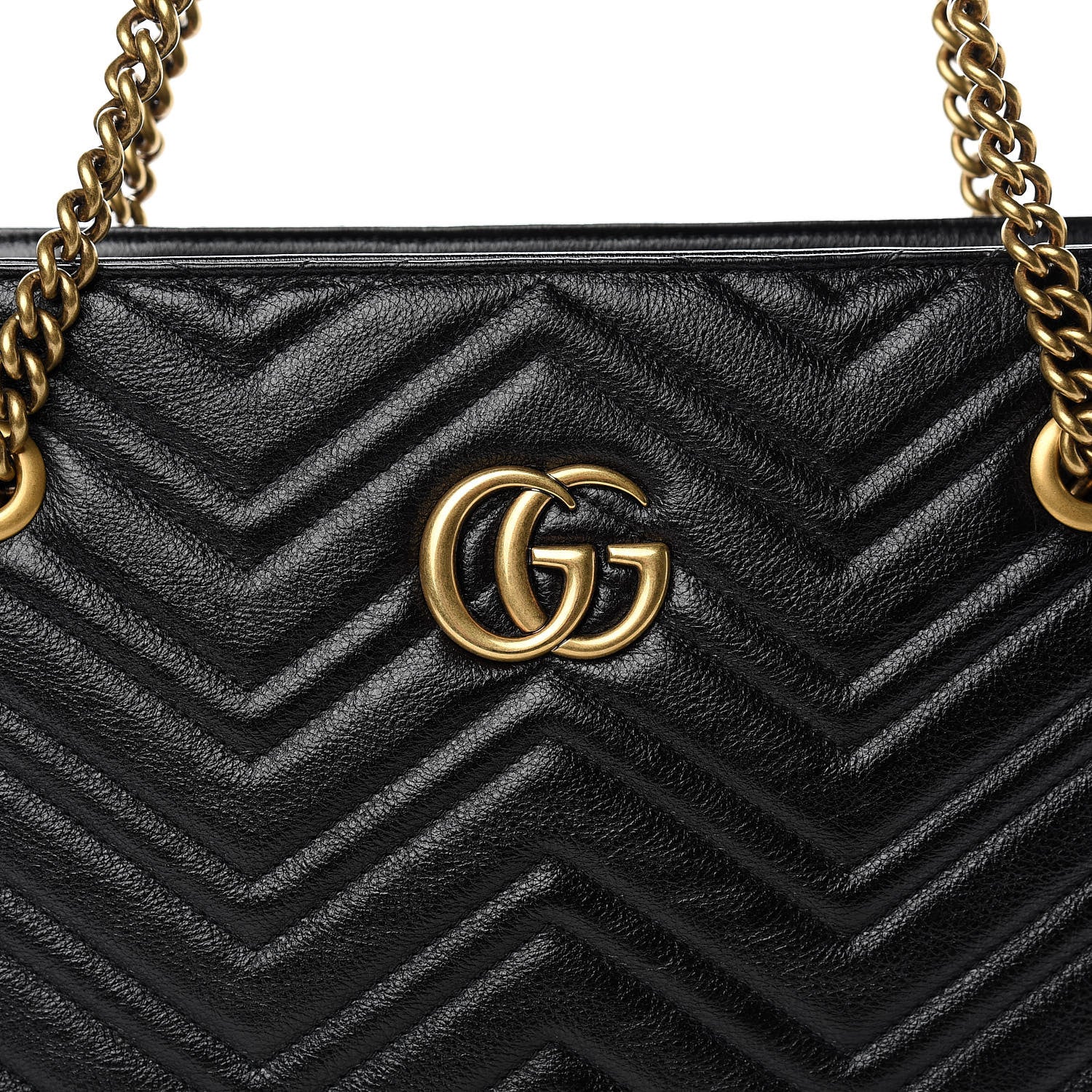 Gucci Vintage Calfskin Matelasse Medium GG Marmont Slim Tote Black 8 of 10